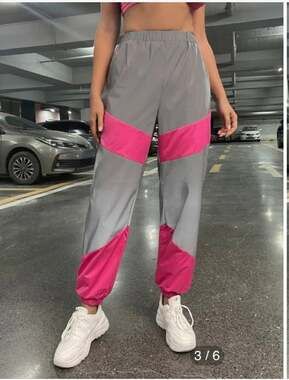 Shein Colorblock Reflective High Waist Pants size 6